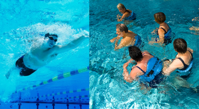Schwimmer in einer Wassergymnastikgruppe